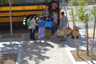 Students head back to Rundle elementary to enjoy lunch after learning a lot.