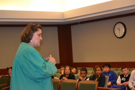 Judge Kathleen Delaney had a fifth grade class from St. Viator’s sit in on her calendar.