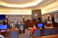 Judge Eric Johnson kept the attention of a fourth grade classes from Grant M. Bowler Elementary School in Logandale, NV.