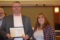Judge Joanna Kishner read the accomplishments of Trevor J. Hatfield who was recognized the Legal Aid Center of Southern Nevada pro bono volunteer of the month.