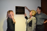 Melissa Beecroft, Jonathan Beecroft, and Christine Beecroft expressed their gratitude for a plaque dedicated to Commissioner Chris Beecroft who passed away in 2016 after a long and productive career with the court.