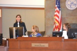 Judge Adriana Escobar guides students through mock trial.