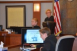 Judge Kerry Earley guides students through a mock trial.
