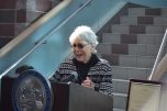 Myrna Torme Williams at plaque dedication in her honor at Family Court in 2015.